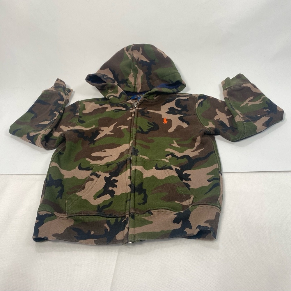 CAMOUFLAGE COTTON-BLEND ZIP-UP HOODIE IN SURPLUS CAMO Ralph Lauren  CAMO.Size 6